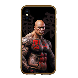 Чехол iPhone XS Max матовый Irezumi tattoo triad, цвет: 3D-коричневый