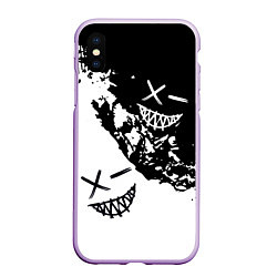 Чехол iPhone XS Max матовый Smile - black and white, цвет: 3D-сиреневый