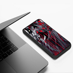 Чехол iPhone XS Max матовый Красная демоническая кибер броня, цвет: 3D-черный — фото 2