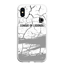 Чехол iPhone XS Max матовый League of Legends glitch на светлом фоне: символ с, цвет: 3D-белый