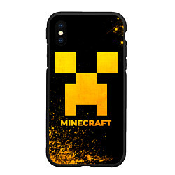 Чехол iPhone XS Max матовый Minecraft - gold gradient, цвет: 3D-черный
