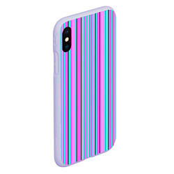 Чехол iPhone XS Max матовый Розово-голубой неновый полосатый узор, цвет: 3D-светло-сиреневый — фото 2