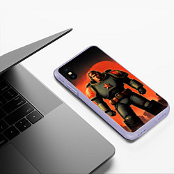 Чехол iPhone XS Max матовый Космический десантник ретро, цвет: 3D-светло-сиреневый — фото 2