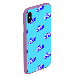 Чехол iPhone XS Max матовый Синий логотип Кен - паттерн, цвет: 3D-фиолетовый — фото 2