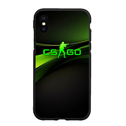 Чехол iPhone XS Max матовый CS GO black green logo, цвет: 3D-черный