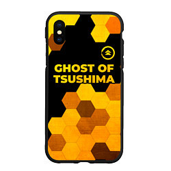 Чехол iPhone XS Max матовый Ghost of Tsushima - gold gradient: символ сверху