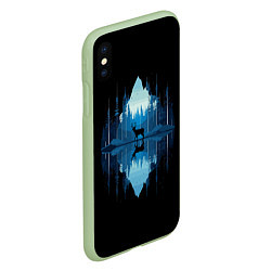 Чехол iPhone XS Max матовый Олень в ночном лесу, цвет: 3D-салатовый — фото 2