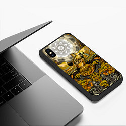Чехол iPhone XS Max матовый Золотой орёл - славянский орнамент, цвет: 3D-черный — фото 2