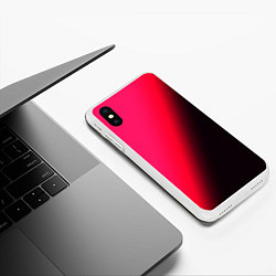 Чехол iPhone XS Max матовый Градиент ярко-розовый, цвет: 3D-белый — фото 2