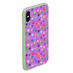 Чехол iPhone XS Max матовый Эмпатия - паттерн эмоджи, цвет: 3D-салатовый — фото 2