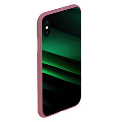 Чехол iPhone XS Max матовый Черно зеленые полосы, цвет: 3D-малиновый — фото 2