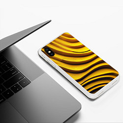 Чехол iPhone XS Max матовый Желтые абстрактные полосы, цвет: 3D-белый — фото 2