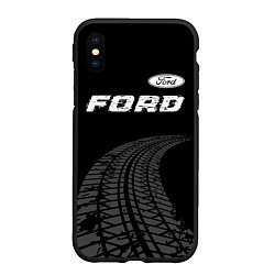 Чехол iPhone XS Max матовый Ford speed на темном фоне со следами шин: символ с, цвет: 3D-черный