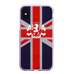 Чехол iPhone XS Max матовый Asking Alexandria британский флаг, цвет: 3D-сиреневый