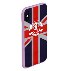 Чехол iPhone XS Max матовый Asking Alexandria британский флаг, цвет: 3D-сиреневый — фото 2