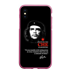 Чехол iPhone XS Max матовый Che Guevara автограф, цвет: 3D-малиновый
