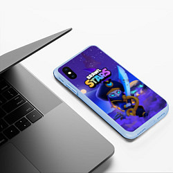 Чехол iPhone XS Max матовый Мортис пират с мечом Бравл старс, цвет: 3D-голубой — фото 2