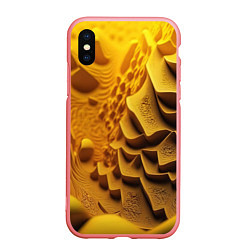 Чехол iPhone XS Max матовый Желтая объемная абстракция, цвет: 3D-баблгам