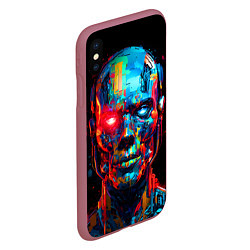 Чехол iPhone XS Max матовый AI Робот digital pop-art, цвет: 3D-малиновый — фото 2