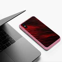 Чехол iPhone XS Max матовый Black red texture, цвет: 3D-малиновый — фото 2