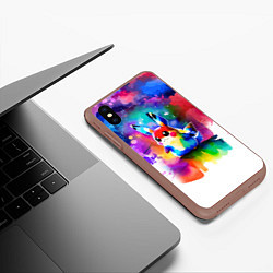 Чехол iPhone XS Max матовый Акварельный пикачу - живопись, цвет: 3D-коричневый — фото 2