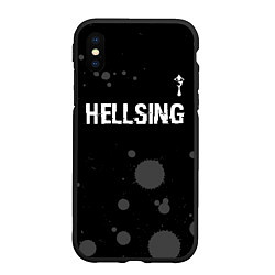 Чехол iPhone XS Max матовый Hellsing glitch на темном фоне: символ сверху, цвет: 3D-черный