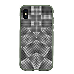 Чехол iPhone XS Max матовый В серых тонах геометрический узор, цвет: 3D-темно-зеленый