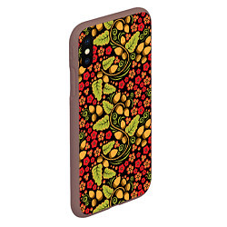 Чехол iPhone XS Max матовый Хохломская роспись - хохлома, цвет: 3D-коричневый — фото 2