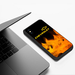 Чехол iPhone XS Max матовый Chevrolet - gold gradient: символ сверху, цвет: 3D-черный — фото 2