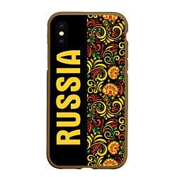 Чехол iPhone XS Max матовый Russia хохлома, цвет: 3D-коричневый