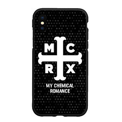 Чехол iPhone XS Max матовый My Chemical Romance glitch на темном фоне, цвет: 3D-черный