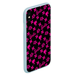 Чехол iPhone XS Max матовый Барби паттерн черно-розовый, цвет: 3D-голубой — фото 2