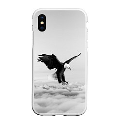 Чехол iPhone XS Max матовый Орёл в облаках черно-белый, цвет: 3D-белый