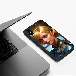 Чехол iPhone XS Max матовый Девушка блондинка в латах, цвет: 3D-черный — фото 2