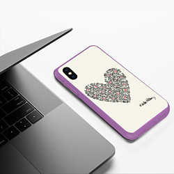 Чехол iPhone XS Max матовый Сердце - Кейт Харинг, цвет: 3D-фиолетовый — фото 2