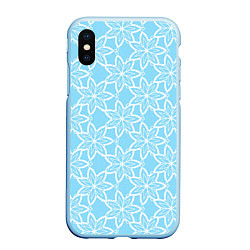 Чехол iPhone XS Max матовый Цветы-снежинки небесно-голубой, цвет: 3D-голубой