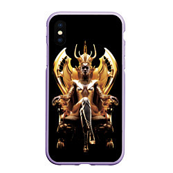 Чехол iPhone XS Max матовый Египтянка на золотом троне, цвет: 3D-светло-сиреневый