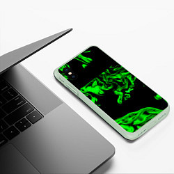 Чехол iPhone XS Max матовый Зеленый светящийся дым, цвет: 3D-салатовый — фото 2