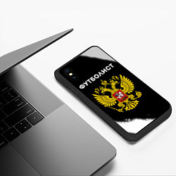 Чехол iPhone XS Max матовый Футболист из России и герб РФ, цвет: 3D-черный — фото 2