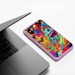 Чехол iPhone XS Max матовый Космические зубастые чудовища, цвет: 3D-сиреневый — фото 2