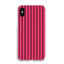 Чехол iPhone XS Max матовый Полосатый тёмно-розовый