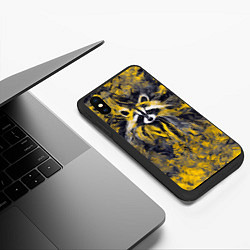 Чехол iPhone XS Max матовый Абстрактный желтый енот в стиле арт, цвет: 3D-черный — фото 2