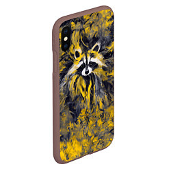 Чехол iPhone XS Max матовый Абстрактный желтый енот в стиле арт, цвет: 3D-коричневый — фото 2