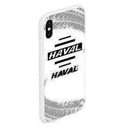 Чехол iPhone XS Max матовый Haval speed на светлом фоне со следами шин, цвет: 3D-белый — фото 2