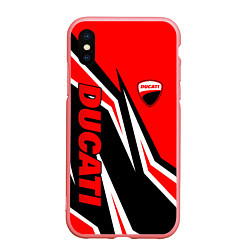 Чехол iPhone XS Max матовый Ducati- red stripes, цвет: 3D-баблгам