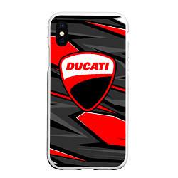 Чехол iPhone XS Max матовый Ducati - red stripes, цвет: 3D-белый