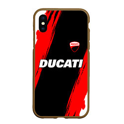 Чехол iPhone XS Max матовый Ducati moto - красные полосы