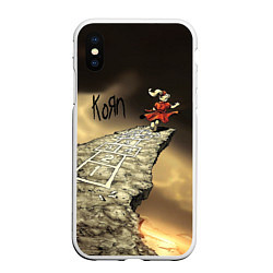 Чехол iPhone XS Max матовый Korn обложка альбома Follow the Leader, цвет: 3D-белый