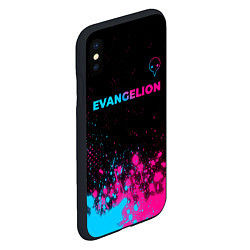 Чехол iPhone XS Max матовый Evangelion - neon gradient: символ сверху, цвет: 3D-черный — фото 2