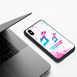 Чехол iPhone XS Max матовый JoJo Bizarre Adventure neon gradient style, цвет: 3D-черный — фото 2